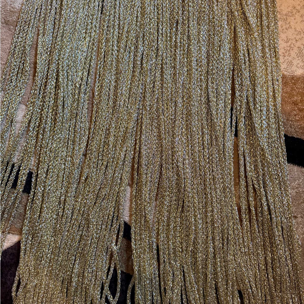 AKIRA Sage Green Crochet Fringe Maxi back out top - Picture 5 of 6